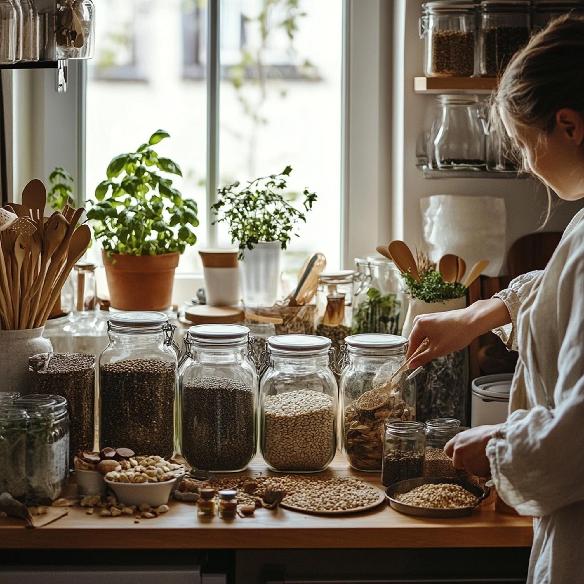 Small kitchen workshop with jars and herbs